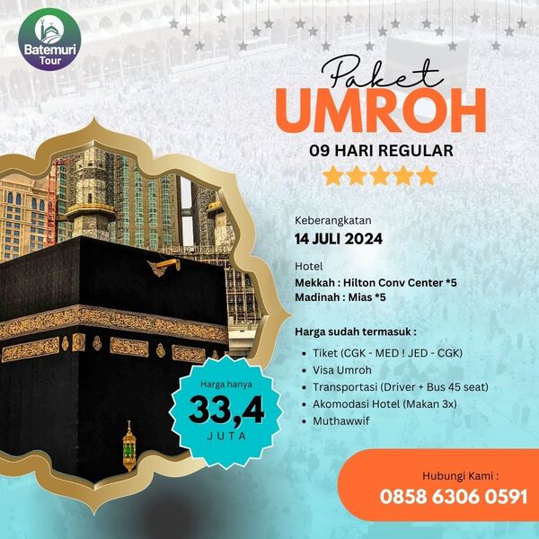 Umrah Awal Muharram 1445 H, RH Tour , Paket 9 hari , Keberangkatan 14 Juli 2024